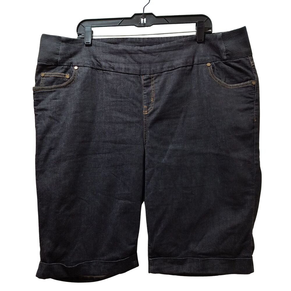 Women Within Denim Bermuda Shorts Women’s 22W Black Stretch Cuffed Pull-On 43x12